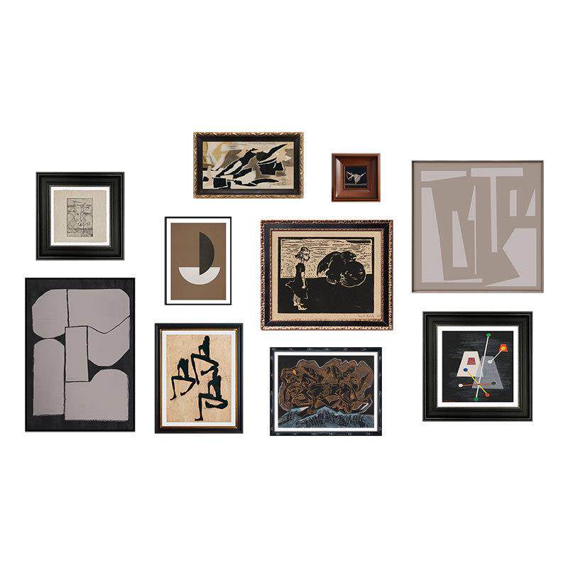 中古风装饰画客厅沙发背景墙走廊玄关挂画美式复古高级感组合壁画