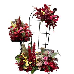 仿真成品路引花球背景挂花新中式红色婚礼布置生日宴派对订婚造景