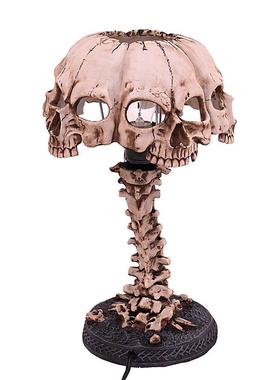 创意树脂骷髅头台灯发光骷髅小夜灯家居办公桌面摆件万圣节装饰