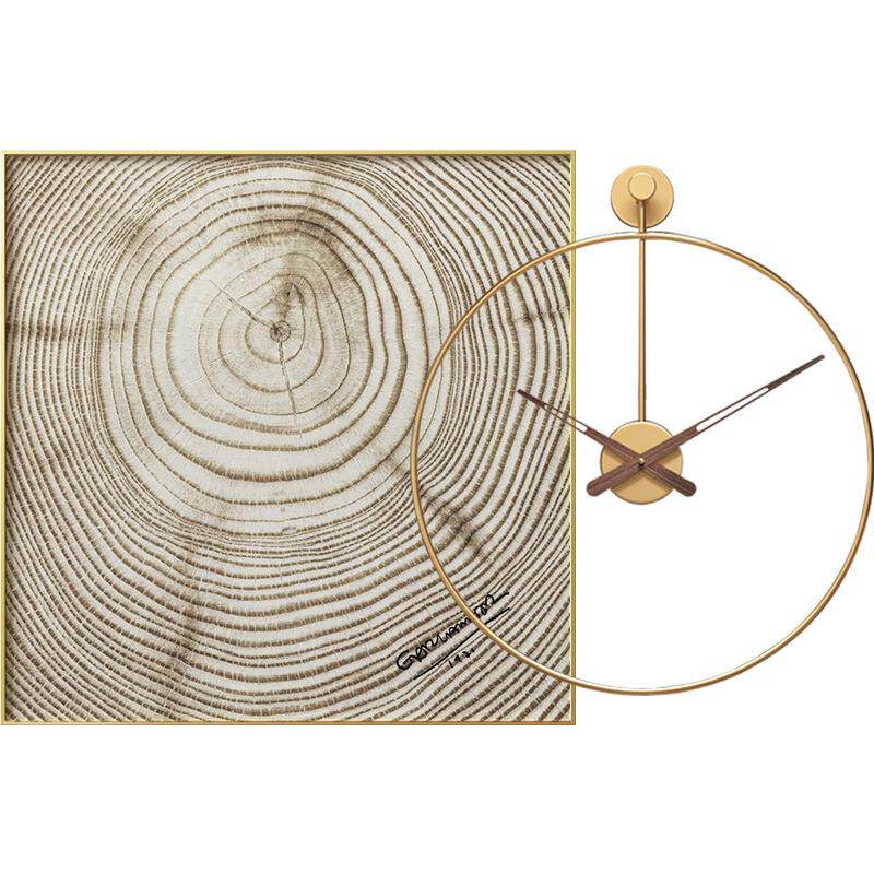 现代轻奢抽象带挂钟餐厅墙面装饰画饭厅简约客厅创意钟表挂画壁画