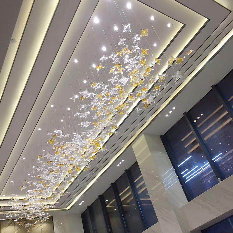 酒店工程灯售楼处宾馆大厅枫叶蝴蝶飞鸟石头艺术前台吊灯轻奢玻璃,家装灯饰光源,智能吊灯,淘宝优惠券,粉丝福利购,淘宝优惠卷
