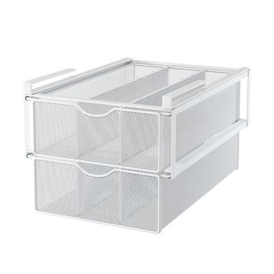 多层桌下置物架抽屉式抽拉篮收纳柜桌底办公桌书桌工位文件整理筐