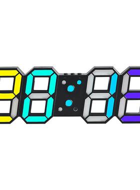 3D钟RGB电子挂钟可立可挂两用LED数字时钟炫彩床头夜光钟表0733