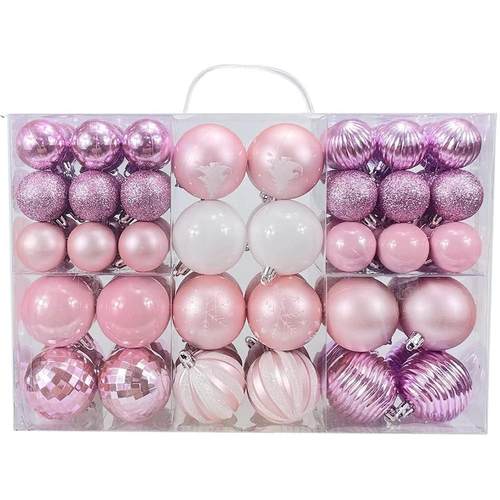 爆款圣诞节装饰品挂件86PCS手绘哑光塑料球圣诞节挂件套装