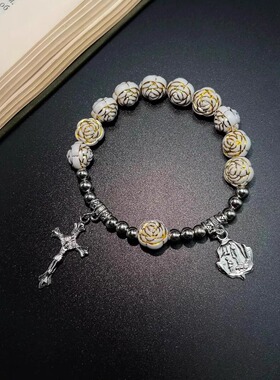 Vintage古着 Burning flower cross手串