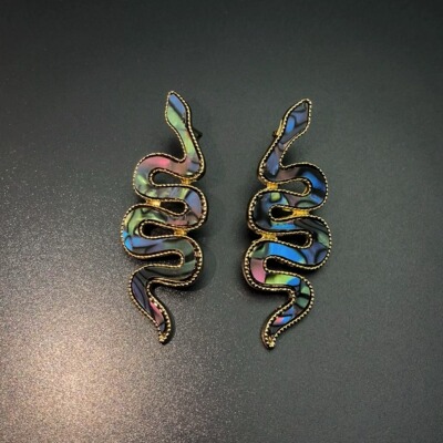Vintage古着 Abalone twin snake耳饰
