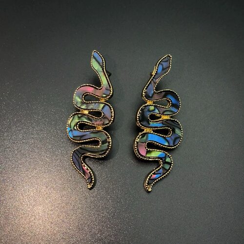 Vintage古着 Abalone twin snake耳饰