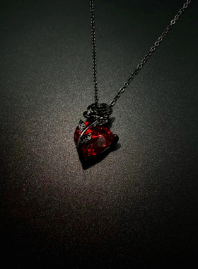 Vintage古着 Red heart rose项链
