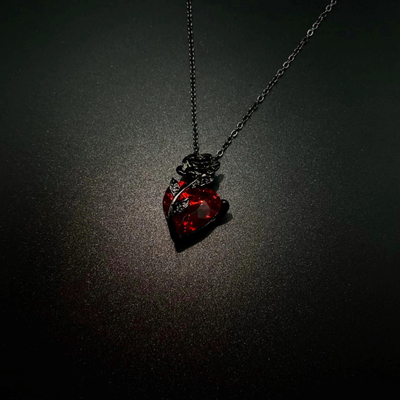 Vintage古着 Red heart rose项链