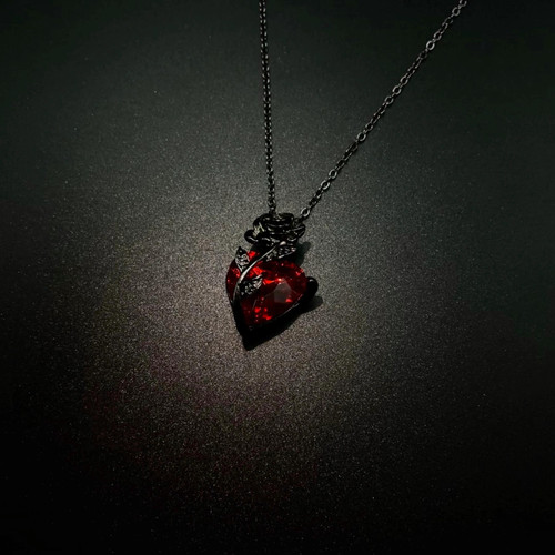 Vintage古着 Red heart rose项链