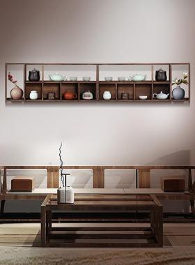 禅意实木紫砂壶架茶具架博古架多宝阁摆件墙面置物架中式瓷器搁架