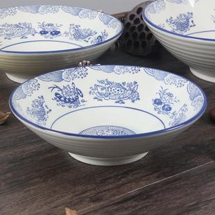 复古青花高脚面碗陶瓷汤面碗拉面碗家用米饭碗米线碗大号麻辣烫碗