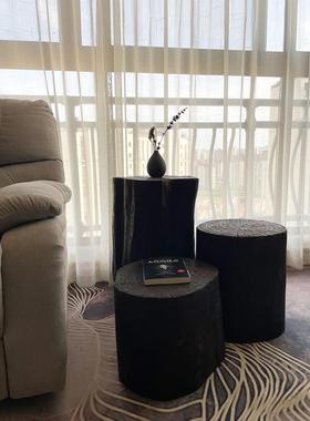 实木码头树桩摆件覆古底座圆凳换鞋凳边桌床头柜窗饰Wabi-Sabi风