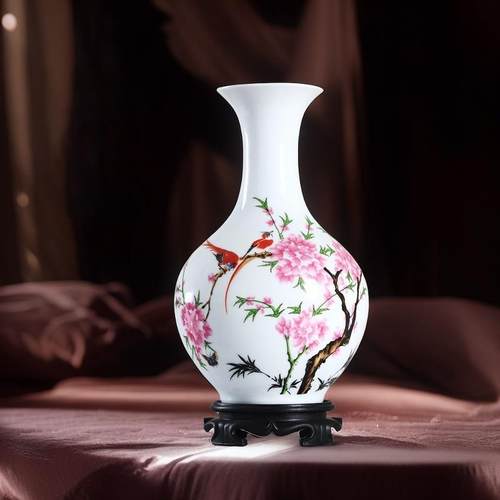 摆件家居饰品现代简约客厅创意插花陶瓷干 干燥花艺中式办公室桌