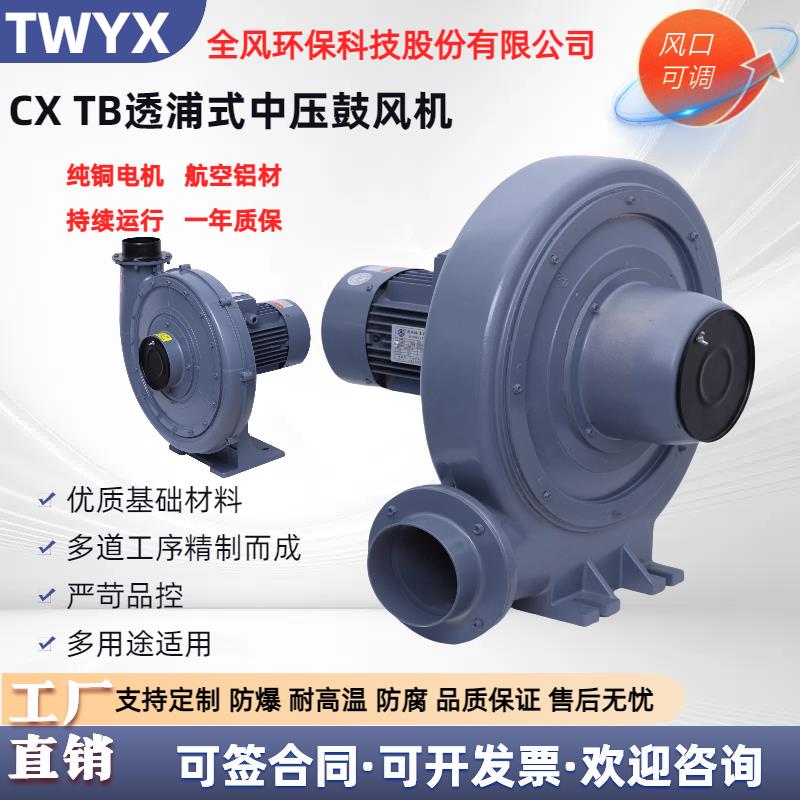TWYX吹风送料CX-125A2.2KW透浦式中压鼓风机烟雾吸尘定制变频防爆