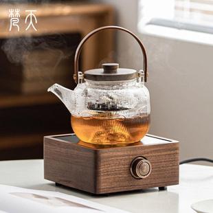 日式 梵天 电陶炉家用小型煮茶器室内玻璃烧水壶蒸煮茶壶功夫茶具