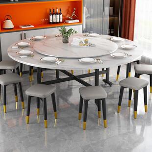 新中式餐桌家用小户型可折叠圆形饭桌折叠桌出租房吃饭桌子带转盘