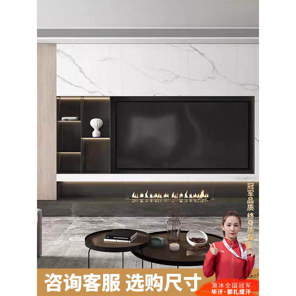 75寸成品不锈钢电视壁龛嵌入式金属客厅定制背景墙柜65/85/100寸