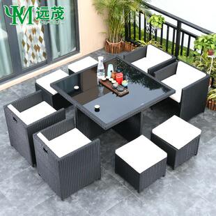 远茂户外沙发藤编组合桌椅庭院休闲藤椅花园露天阳台露台室外家具