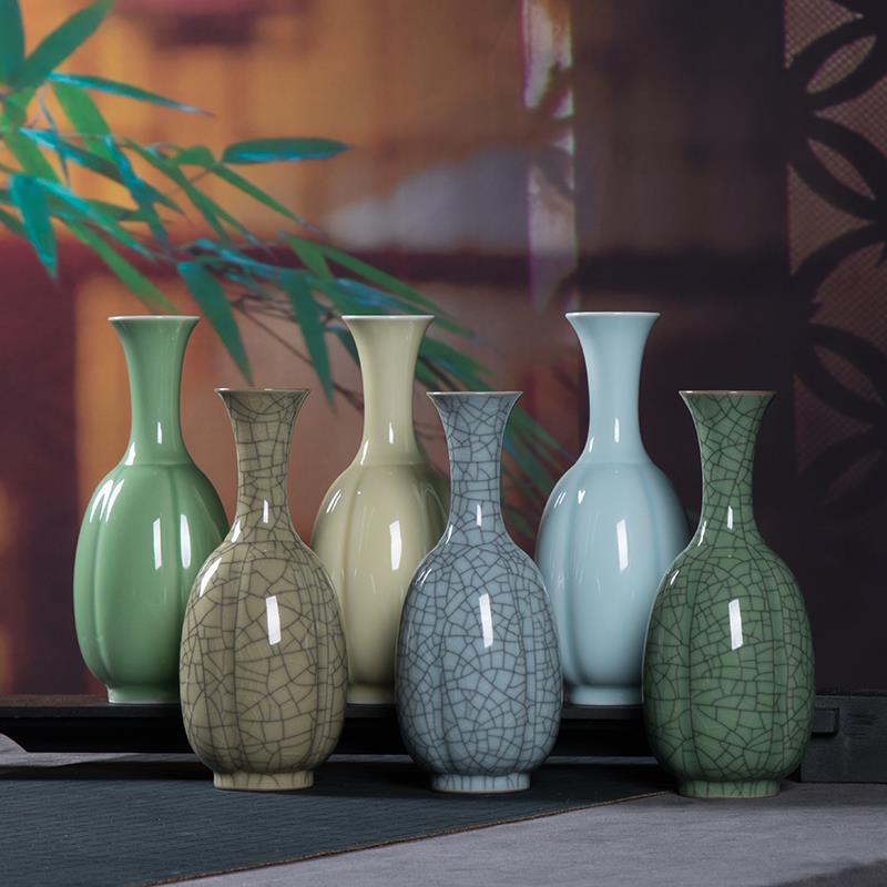 龙泉青瓷创意陶瓷干花水培花器简约客厅家居插花装饰品小花瓶摆件