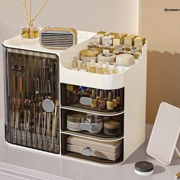 家桌面厂护肤品收纳架梳妆台大容量抽屉式化妆品收纳盒柜整理防尘