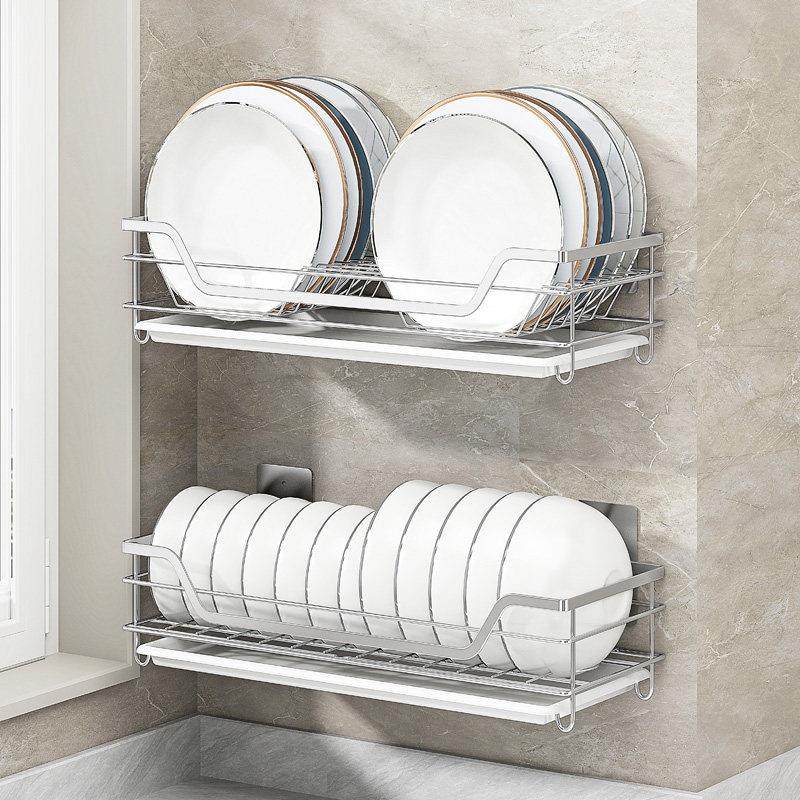 碗架沥水架壁挂式304不锈钢 碗碟架免打孔收纳架厨房置物架沥水篮,厨房/烹饪用具,厨房置物架/置物柜/角架,淘宝优惠券,粉丝福利购,淘宝优惠卷