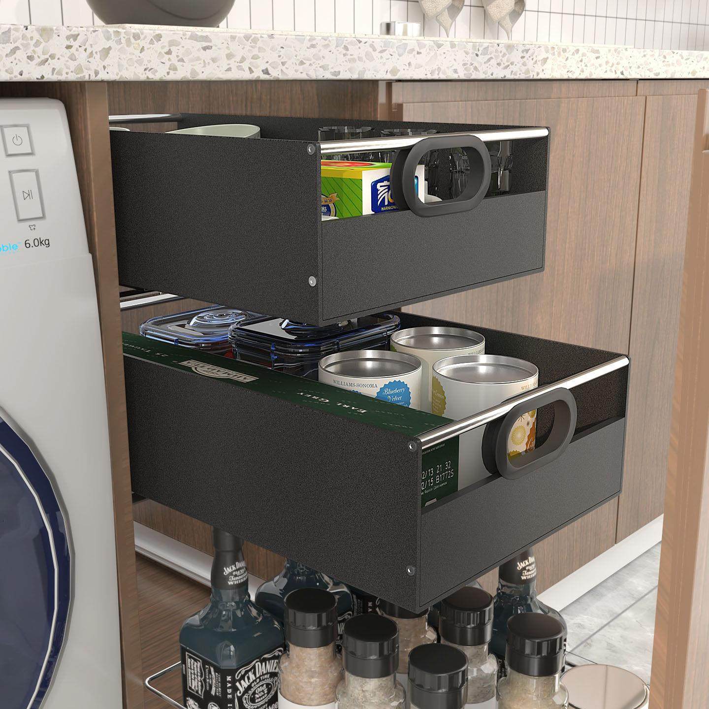 黑色加高款整体橱柜改造抽屉拉篮柜内自制带轨道滑轨工具储物盒环,厨房/烹饪用具,厨房抽屉置物架,淘宝优惠券,粉丝福利购,淘宝优惠卷