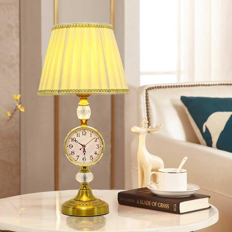 欧式台灯客厅奢华覆古创意卧室钟表智能遥控触摸装饰插电式床头灯