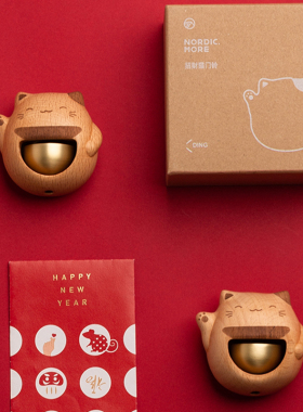 招财猫门铃入户玄关摆件开业乔迁礼物搬家日式进门多巴胺风铃挂件