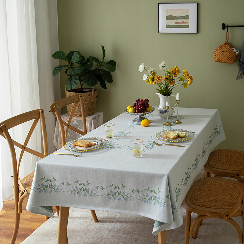 新品Ekelund北欧轻奢餐桌布白色浅色欧式全棉长方形台布茶几盖布