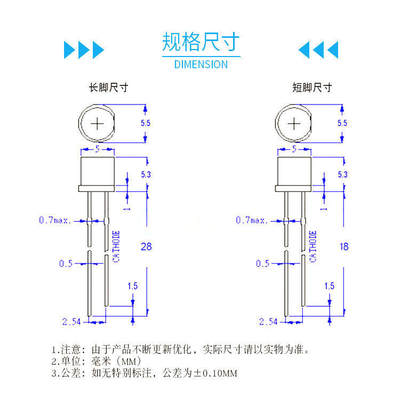 发光二极管F5/5mm平头红发红光红灯黄光绿色蓝灯直插led灯珠