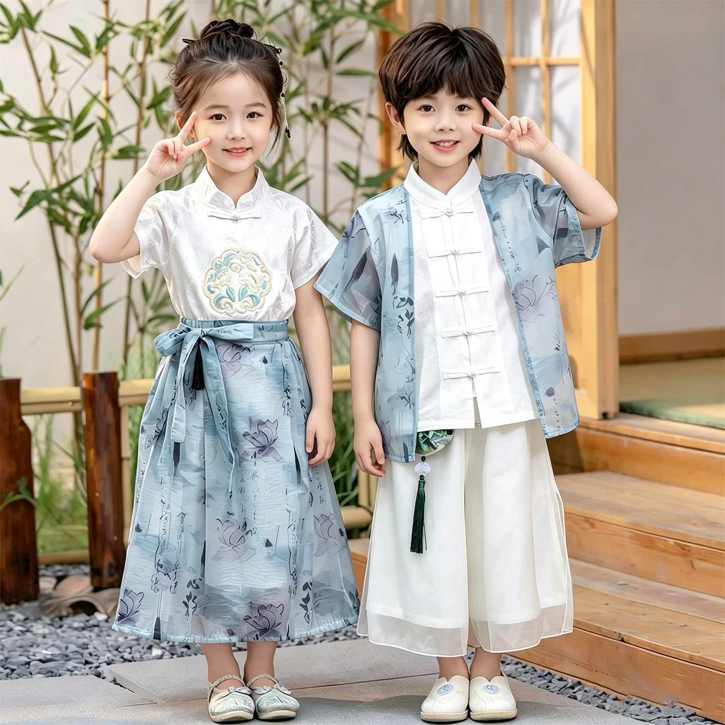 儿童中国风演出服小学生班服唐装图片