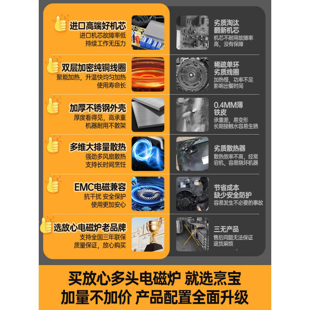 厨宝商用电3磁炉57975陶00W大功率电瓷炉双头电麻辣热磁炉468多头