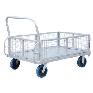 重储型钢板围网车网架仓护栏车手推车搬运车车笼车网格手推推车