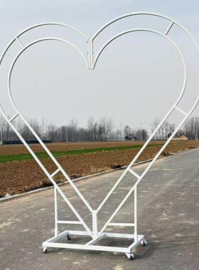 款婚庆道具形可移动心CRN爱心拱门带轮子铁新店艺拱门花架酒求婚