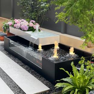 定制不锈钢水池流瀑景布喷泉摆件庭院OWU花园别墅观涌循泉环水景