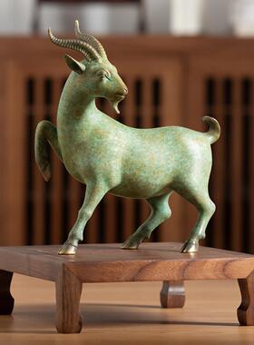 黄办铜十二生肖羊摆吉祥家居装饰9656客礼厅玄关公室桌面摆设高档