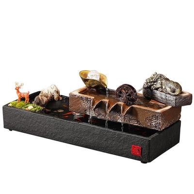 中式流水家鱼用缸景喷泉循环水瀑布水客厅办面HSD公室茶室桌装饰