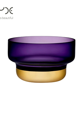 土耳其Nude 进口Contour 康图果盘水晶玻璃铜底沙拉大碗水果盘