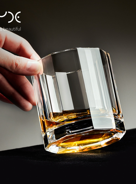 NUDE努德进口威士忌酒杯水晶玻璃刻花古典杯高档古典洋酒杯子套装