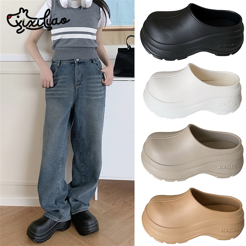 速发 厚底尚高穆勒鞋百搭士外穿防滑时风休闲运动增半拖鞋夏