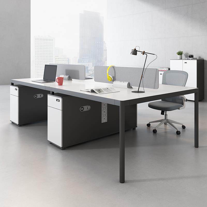 办公桌椅组合简约现代办公家具白色2/4/6人职员桌办公室屏风工位