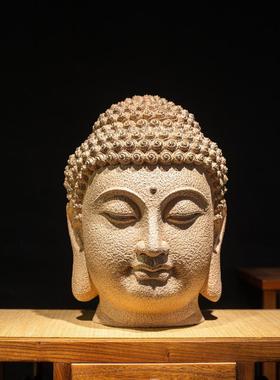 新中式大号慈悲佛头佛首佛像禅意摆件东南亚玄关走廊佛系装饰品