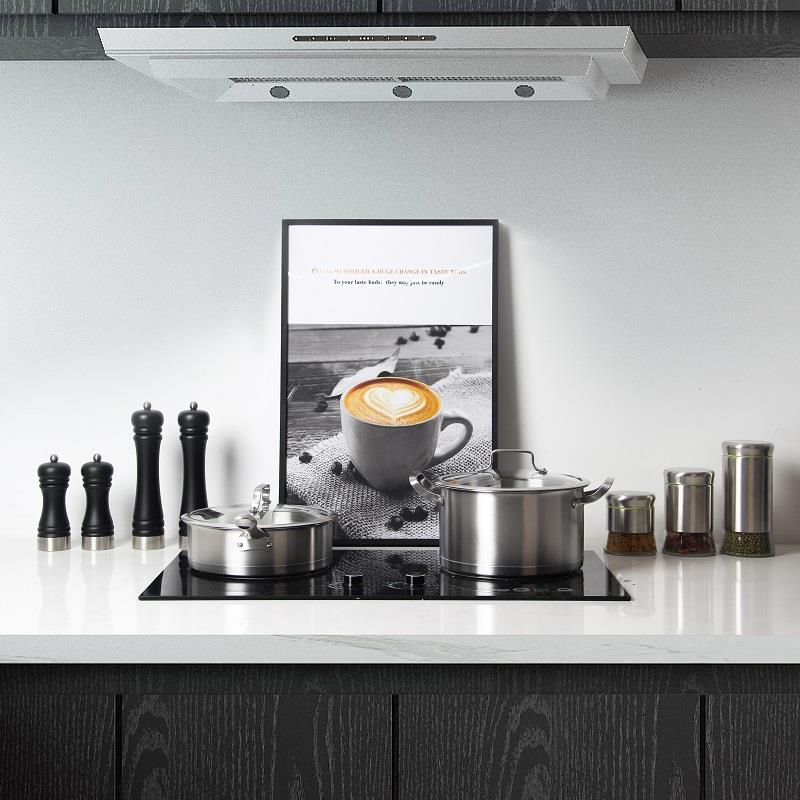 轻奢样板间厨房软装饰品不锈钢汤锅炒锅厨具研磨器密封罐摆件组合