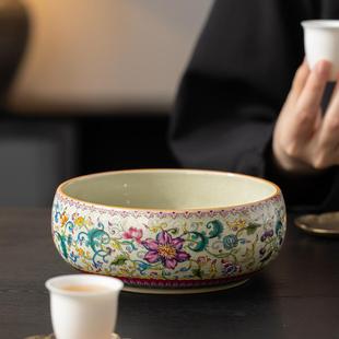 老陶泥凌霄花茶洗家用高档大号水洗杯子茶碗建水废水缸茶盆茶盂