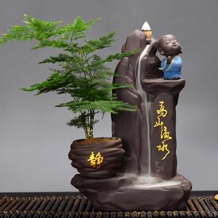 高山流水倒流香炉摆件大号禅意创意檀香炉家用香薰室内沉香熏香炉