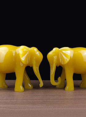 大象摆饰一对树脂彷白玉黄玉象工艺礼品摆饰招财旺财吸水象客厅家