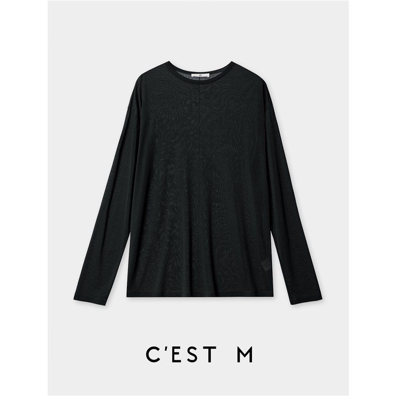 现货CEST M丨超轻柔肤感_定制真丝微透轻盈裸感宽松懒人T恤