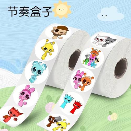 超可爱节奏盒子卷卷贴sprunki游戏周边diy手账素材儿童奖励贴画