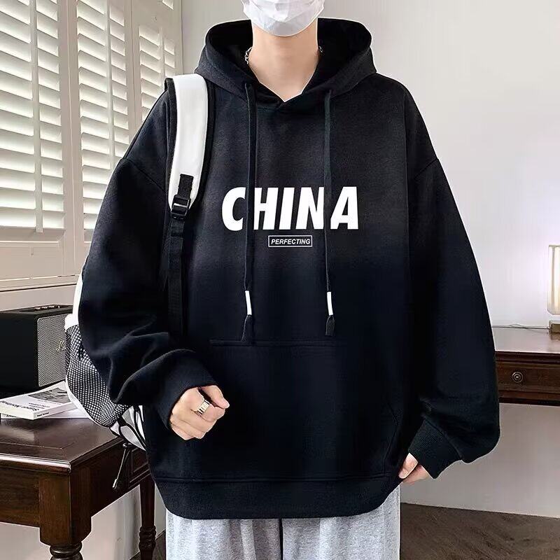 欧美重磅卫衣男冬季加绒加厚500g钢印外套秋冬款vibe高街连帽衣服